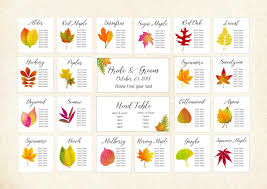 Autumn Leaf Seating Assignment Charts Fall Leaf Seating