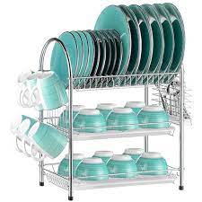 Stainless steel fabrication of tables, sinks, cupboards, gantries, shelves, and racking for commercial catering kitchens. Stainless Steel Dish Drying Rack 3 Tier Plate Bowl Organizer Cup Holder Sortwise