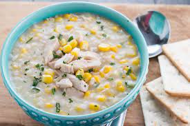 Add chicken broth, unsalted butter, cream of chicken soup, cream of mushroom soup, black pepper, garlic and onion together and stir together well. Chicken And Rice Corn Chowder Quick Easy And Delicious