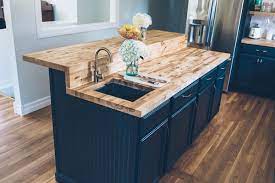 See more ideas about butcher block, butcher block tables, butcher shop. Blue Kitchen Cabinets With Butcher Block Countertops Decorkeun