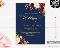 Navy And Gold Wedding Invitation Marsala And Gold Wedding Invitation Printable Wedd Wedding Invitation Templates Wedding Invitations Gold Wedding Invitations