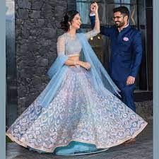 Love This Blue Silver Bridal Lehenga Indian Wedding Outfits Indian Bridal Dress Engagement Dress For Bride
