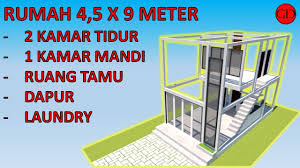 Baru gambar rumah minimalis ukuran 5x9 1 lantai, gambar rumah tujuan pasar konsumen mereka ialah dua sejoli yang baru menikah. Desain Rumah Minimalis 4 5 X 9 Meter 2 Lantai Youtube