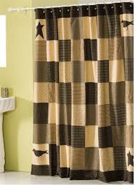 Black And Tan Shower Curtains New Primitive Country Black Tan Crow Star Patchwork Shower Curtain In Home Garden Ebay Country Shower Curtain Plaid Shower Curtain Fabric Shower Curtains