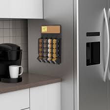 Mind Reader Fridge Wall Mount K Cup Single Serve Coffee Pod Dispenser With Cork Top Black Walmart Com Walmart Com