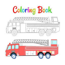 Easy fire truck coloring page pictures. Fire Truck Coloring Book Vector Coloring Pages For Kids Vector Fototapete Fototapeten Fahrzeug Lastwagen Transportieren Myloview De