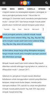 Harga minyak masak paket 1 kilogram kekal rm2.50 manakalah harga minyak masak selain itu akan mengikut harga pasaran bermula pada 1 november 2016. Adam Ø¹Ù„Ù‰ ØªÙˆÙŠØªØ± Najib Razak Konon Jadi Hero Harga Barang Fight Juga Harga Minyak Naik Tapi Sayang Melayu Mudah Lupa Kerajaan Najib Yang Hapuskan Subsidi Minyak Masak Berbotol Pada Tahun 2016 Https T Co M80rrwtzp0