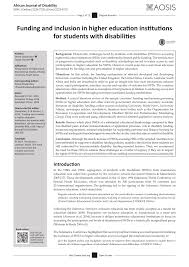 Pdf Funding And Inclusion In Higher Education Institutions For Students With Disabilities