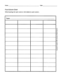 4 Column Graphic Organizer Four_column_chart Pdf