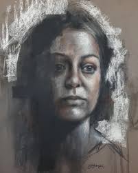 What Lies Behind Her Eyes Charcoal and pastel