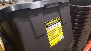 Stack these bins to maximize your space. Costco Heavy Duty 27 Gallon Storage Bins With Yellow Lids 5 99 Youtube