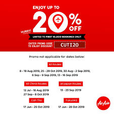 Air asia promo code & deal last updated on april 3, 2021. Airasia 20 Off Promo Code Limited To First 10000 Booking