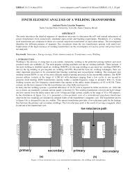 pdf finite element analysis of a welding transformer