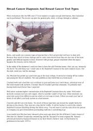 Cancer in cats is the leading cause of death among cats. Breast Cancer Diagnosis And Breast Cancer Test Types