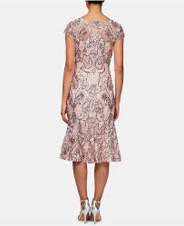 Alex Evenings Sequined Floral Embroidered Midi Dress Reviews Dresses Women Macy S Embroidered Midi Dress Midi Dress With Sleeves Sequin Cocktail Dress
