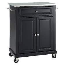 Crosley furniture crosley cambridge solid black granite top portable kitchen island, white finish. Portable Stainless Steel Top Kitchen Island Wood Black Crosley Target