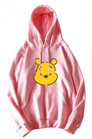 Disney plus size 4x 26/28w pink winnie the pooh fleece hoodie. Korean Girls Long Sleeve Drawstring Winnie The Pooh Pattern Kangaroo Pocket Hoodie Beautifulhalo Com
