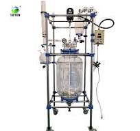 Équipement chimique réacteurs en verre monocouche bicouche réacteur  cylindrique en verre pour hydrolyse avec manteau chauffant / bain d'huile  1L~250L