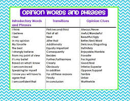 Opinion Transitional Words And Phrases Chart Opinion