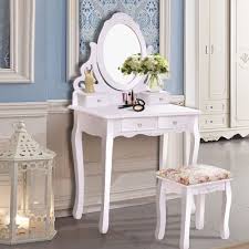 Vanity Table Stool Set Dressing Makeup White Traditional Vintage Mirror Drawers Vanitytablestoolset Traditiona Vanity Table Set Wooden Vanity Stools For Sale