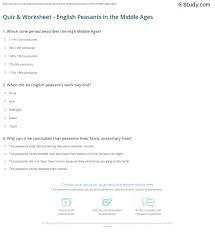 Country living editors select each product featured. Quiz Worksheet English Peasants In The Middle Ages Study Com
