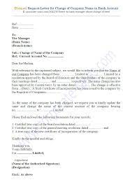 Sample authorization letter to operate bank account on behalf. Request Letter For Change Of Company Name In Bank Account