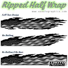 American flag black grey truck tailgate wrap vinyl graphic decal sticker wrap. Half Wraps Usa Flag Tear