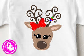 Download Deer Face Svg Reindeer Antlers Bow Baby Girl Design Xmas Png 414835 Cut Files Design Bundles