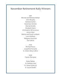 November Retirement Rally Winners