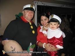 Coolest Homemade Popeye Olive Oyl And Sweet Pea Family Costume 14