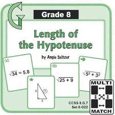 Multi Match Game Cards 8g Length Of The Hypotenuse Matching Games Card Games Math