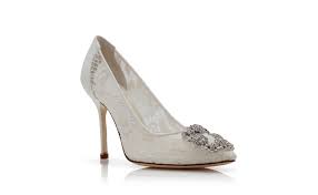 Hangisilace Cream Lace Jewel Buckle Pumps Manolo Blahnik