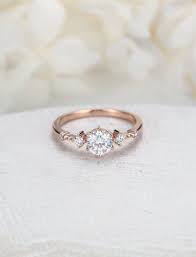 05ct Moissanite Engagement Ring Vintage Unique Diamond Cluster Ring Rose Gold Wedding Delicate Bridal Set Promise Anniversary Gift Vintage Engagement Rings Unique Vintage Engagement Rings 14k White Gold Engagement Rings