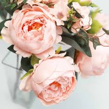 2 Bush Blush Rose Gold Peony Rose Bud And Hydrangea Real Touch Silk Faux Peony Arrangements Peony Arrangement Blush Peonies Artificial Silk Flowers