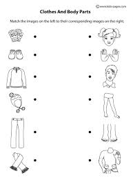 There are three different matching activities that you can choose from or you can get them all and keep it for future use! Body Parts And Clothes B W Worksheet