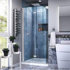 Dreamline Aqua Fold 33 5 In X 72 In Semi Frameless Hinged Shower Door In Chrome Shdr 3634720 01 The Home Depot Shower Doors Bifold Shower Door Frameless Hinged Shower Door