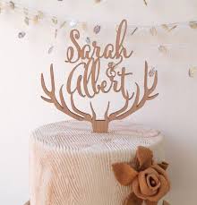 Wedding Cake Topper Deer Antler Cake Topper Rustic Wedding Cake Topper Wooden Antlers Cake Topper Custom Cake Topper Gold Cake Topper Geweih Hochzeit Rustikale Hochzeitstorten Torten Figuren