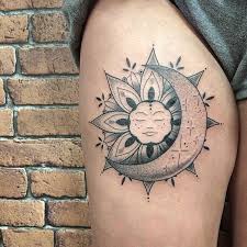 The simplest incarnation is a blood red sphere, but the most distinctive variations showcase the rambunctious rays of light. Mandala Sun And Moon Tattoo Small Novocom Top