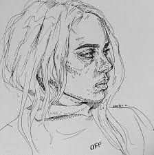 Billie Eilish Cartoon Drawing Black And White Items Similar To Billie Eilish On Etsy Billie Eilish Drawings Sketches