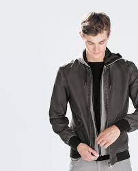 Zara Man Faux Leather Hooded Jacket Faux Leather Hooded Jacket Leather Jacket With Hood Hooded Jacket