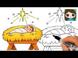 How To Draw Baby Jesus Easy Star Of Bethlehem Nativity Scene Youtube Jesus Drawings Christmas Scene Drawing Baby Drawing