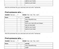 Great for revising the present perfect! Find Someone Who