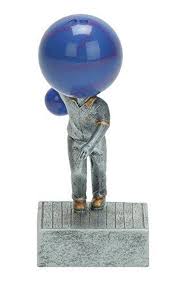 Bowling Ball Bobblehead Trophy With 3 Lines of Custom Text