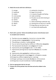 These 4 reading passages are designed to give your students an opportunity to practice the skill of sequencing after reading a passage. Modern Art Reading Passage English Esl Worksheets For Distance Learning And Physical Classrooms