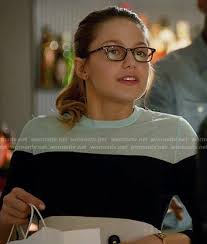 WornOnTV: Kara's blue colorblock sweater