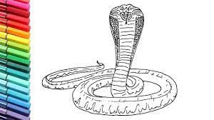 How To Draw King Cobra Snake - Drawing And Coloring Snake For Children -  Youtube