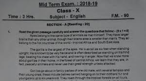 Cbse class 10 question papers. Class 10 English Mid Term Exam Paper 2018 19 For Board Exam Youtube