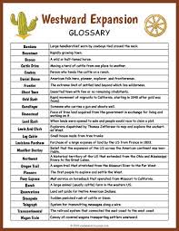 Free Printable Westward Expansion Glossary History Worksheets Westward Expansion The Expanse