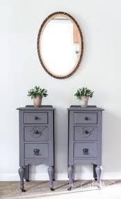 Top is tempered glass painted seal skin. Bespoke Gray Nightstands Eight Hundred Furniture