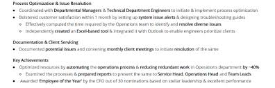 resume accomplishments examples